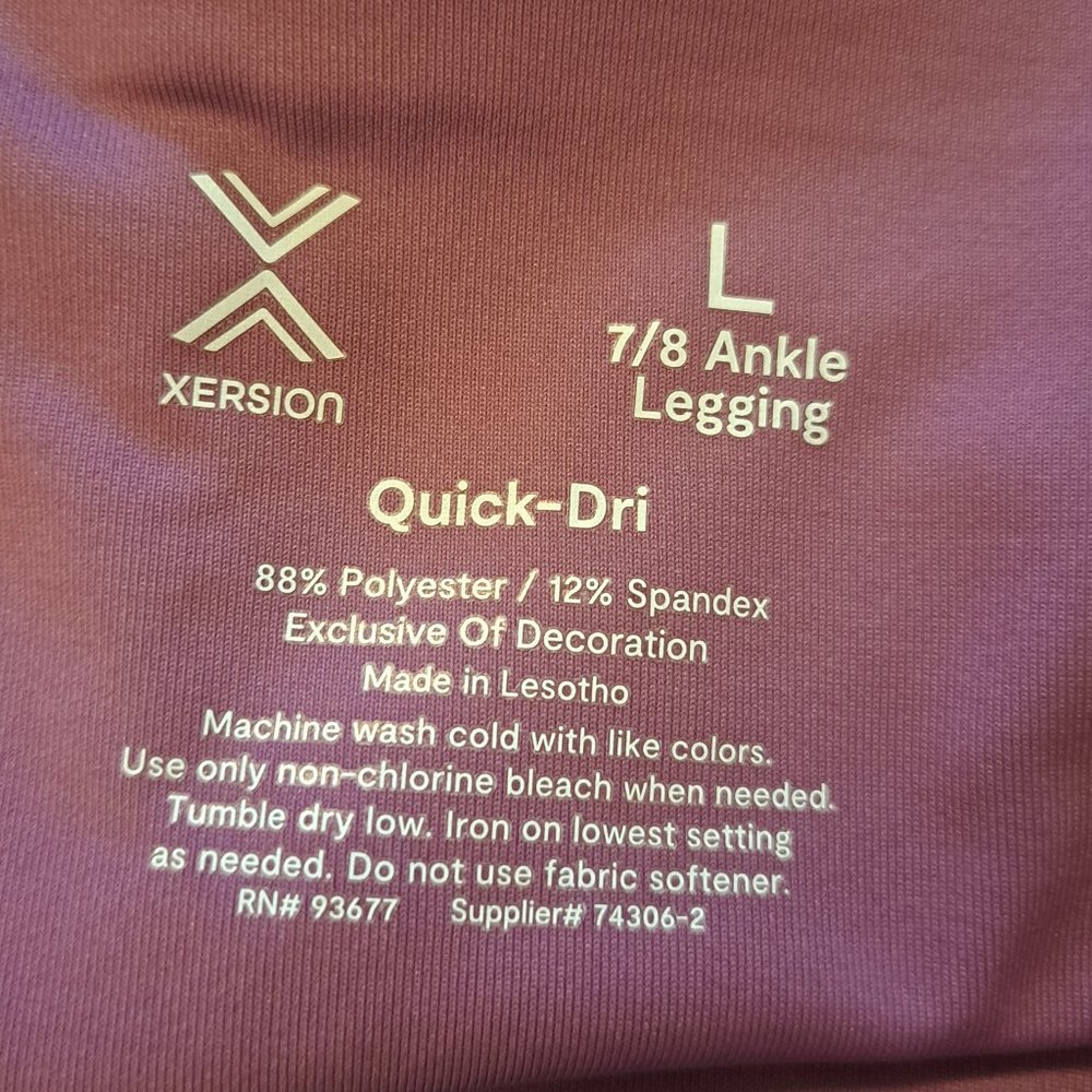 Xersion Purple 7/8 Ankle Leggings Size Large - Picture 8 of 8
